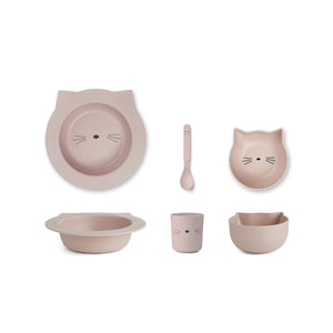 Liewood Bamboo Baby Plate Set - Cat Rose
